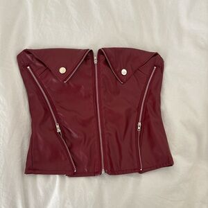 Edikted Red Leather Jacket with Biker Style